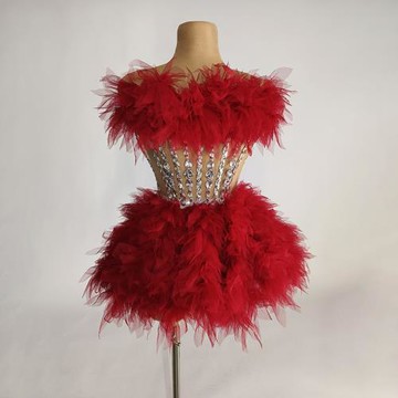 氣質收腰歐美抹胸網紗蓬蓬裙晚裝派對網紅同款熱銷禮服閃鉆設計感