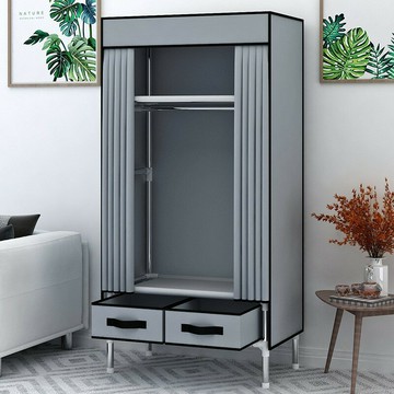 免運 可開發票 簡易布衣柜家用臥室全鋼架出租房用單人小號小戶型帶抽屜加厚組裝