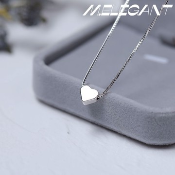 M.e.【24H出貨】通體鈦鋼簡約愛心鎖骨項鍊 立體愛心項鏈  頸項鏈  威尼斯鏈