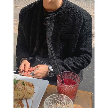 MRCYC小香風男士寬松休閑夾克春秋季韓系潮流通勤翻領長袖外套男