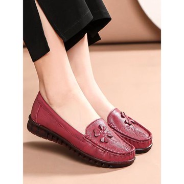 不累腳春季單鞋女媽媽鞋防滑舒適真皮中年皮鞋軟皮平底女鞋中老年