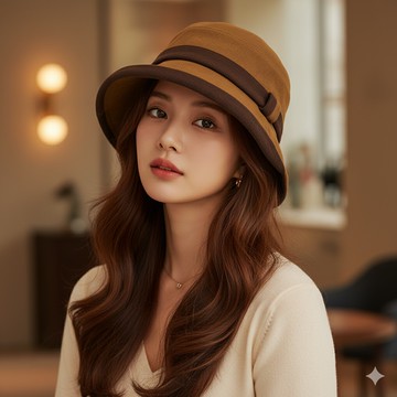 【梨花HaNA】 限時加贈圍巾 法式雙拼撞色布質漁夫帽