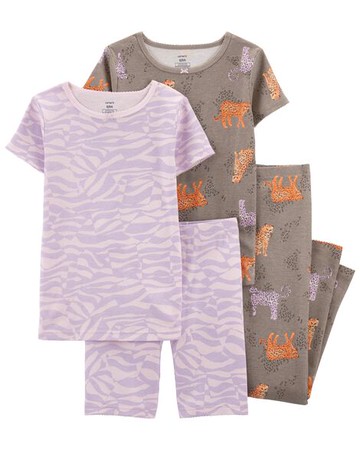 Kid 4-Piece Leopard 100% Snug Fit Cotton PJs
