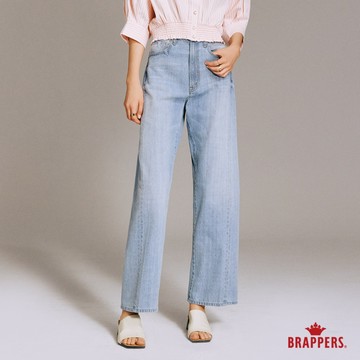 BRAPPERS 女款 Boy friend系列-高腰全棉寬九分直筒褲-淺藍