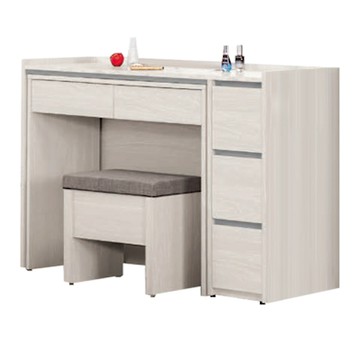 文創集 華爾4尺五抽伸縮化妝台底座(含化妝椅)-120x40-71x82cm免組