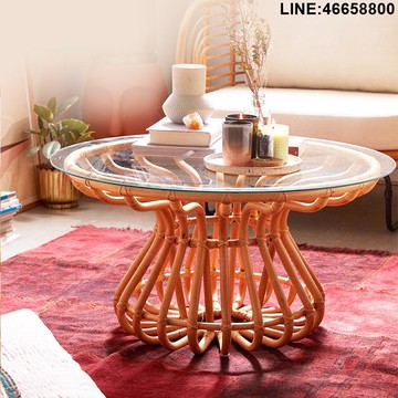 免運 開立發票 茶几 邊幾 小邊桌 茶幾簡約客廳小戶型北歐純藤條編喝茶矮桌茶桌竹實木小茶幾經濟型