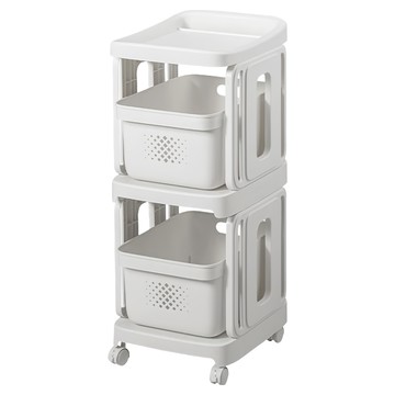 日系收納抽屜式置物架 兩層 32*38*81.5公分 簡約白