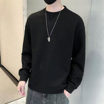摩登秀🔥長袖素T 純棉重磅T恤 男生長袖 圓領長T 厚磅打底衫 大學T 素色百搭上衣提花圓領衛衣新款潮流ins長袖加厚