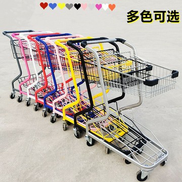 超市購物車小型手推車雙層推車ktv小推車家用便利店商場購物車