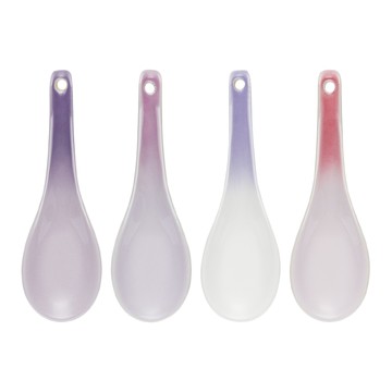 LE CREUSET 中式湯匙4件組 石瓷  中式湯匙  藍鈴紫 + 卡特蘭 + 淡粉紫 + 綻放粉  1組