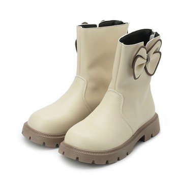 DOOK 側蝴蝶結中筒靴 米 大童鞋