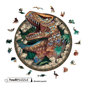 [積木共和國] 【YouRPUZZLE】圓形恐龍(檢驗合格 不規則木製拼圖)