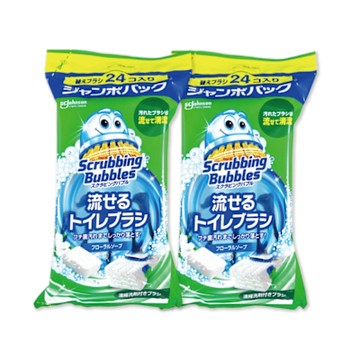 (2包48入任選超值組)日本SC Johnson莊臣-拋棄式馬桶刷清潔組專用含濃縮洗劑替換刷頭補充包24入/大包(本品不含刷柄和刷架,免沾手馬桶去污亮白,護釉面消臭芳香)
