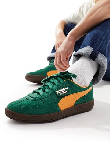 Puma Palermo trainers in green and orange