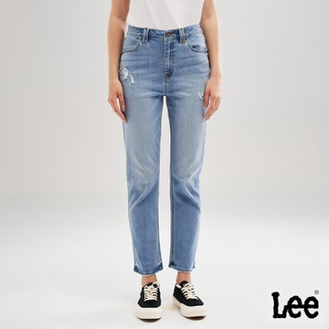Lee 女款 422 高腰標準直筒牛仔褲 淺藍洗水