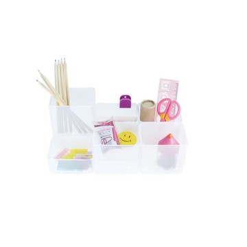 O-LIFE - B-012 堆疊式整理收納盒-五入組 (互相堆疊 / 萬用設計 / 瀝水功能 / 收納必備)