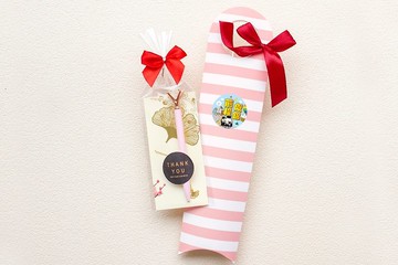 畢業禮物祝福前程似錦 金榜題名 鑽石筆+銀杏書籤 粉色條紋 聯名