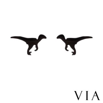 【VIA】動物系列 小恐龍造型白鋼耳釘 造型耳釘 黑色