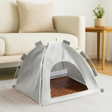 露營風寵物帳篷【霧灰XL號】 狗帳篷 寵物帳篷 貓帳篷 寵物窩 寵物帳篷窩 可拆洗 四季通用 貓咪戶外帳篷 透氣可摺疊 迷你帳篷 寵物