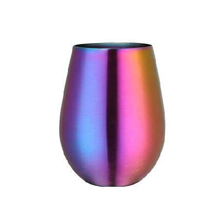 Stainless Steel 16 oz Wine Tumbler Whisky Beer Coffee Mug Stemless Cup(Rainbow)