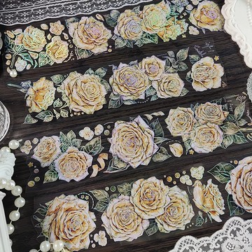 OKMT新七天原創社團咕卡貼紙PET手帳手賬膠帶 特殊工藝 焦糖玫瑰