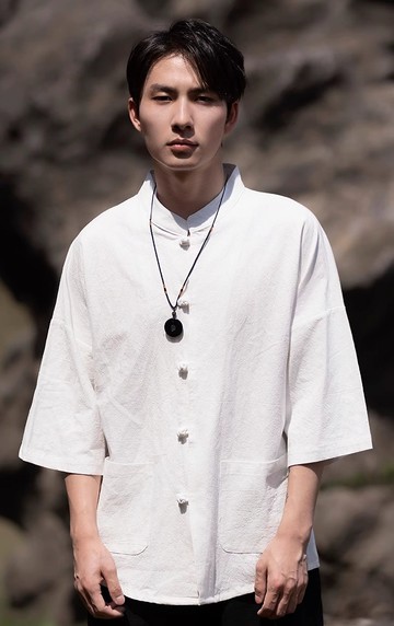 新中式復古 盤扣立領短袖襯衫