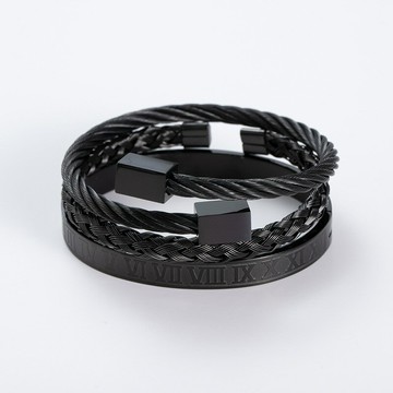 【巴黎精品】現貨+預購 鈦鋼手環歐美手鐲-羅馬編織個性男飾品6款v1au2