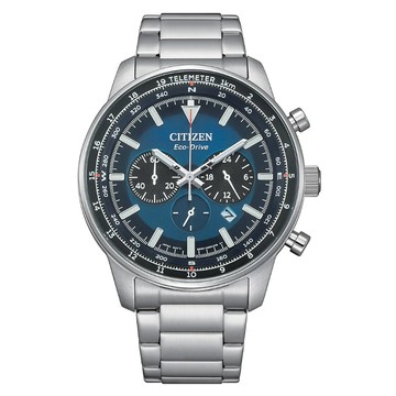 CITIZEN Chronograph 光動能 碼錶計時三眼大錶徑腕錶-藍 CA4500-91L 送禮 禮物 推薦