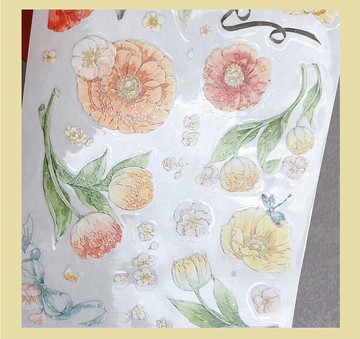 OKMT新七天貼紙手帳膠帶 花香戀曲-PET模切-8.5cm*3m-35cm循環