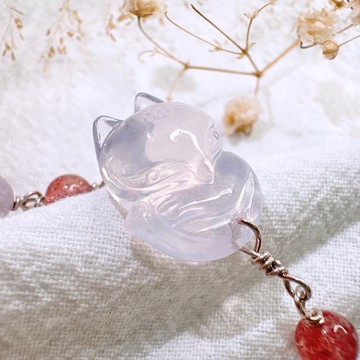 純銀手作設計的紫玉晶狐狸手鍊