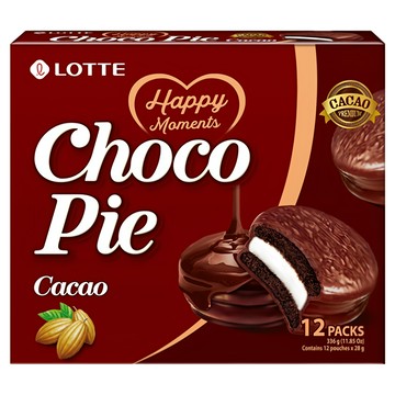 LOTTE 樂天 黑巧克力派  濃郁巧克力包裹柔軟蛋糕，夾心棉花糖，韓國樂天經典銷售超過20年的美味蛋糕派  336g  1盒