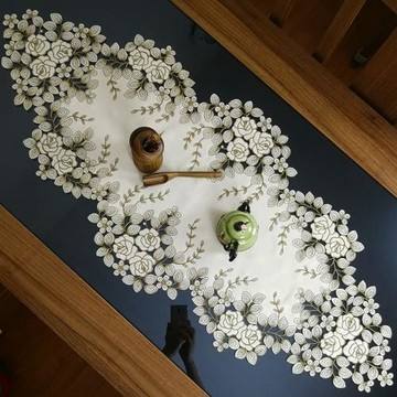 中式歐式布藝繡花桌布茶幾巾桌旗桌墊鏤空蓋巾餐墊餐桌實木桌旗