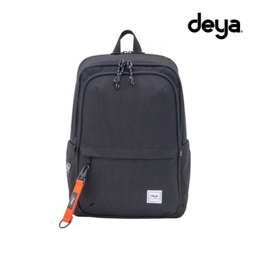 deya Eco Loop 14吋防潑水機能後背包筆電包 ︱黑色 內裡藍迷彩 小款 附橘色飄帶 環保回收材質