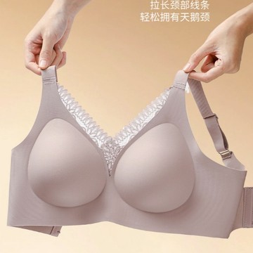 茵納曼內衣 新款大尺碼內衣 交叉蕾絲半固定果凍膠軟支撐透氣大尺碼內衣女集中爆乳舒適調整型收副乳內衣
