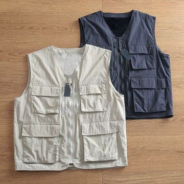 夏季新品 運動馬甲 釣魚馬甲 攝影馬甲 工裝馬甲 多口袋 夏季多口袋工裝馬甲V領速幹戰術騎行坎肩男機能防水釣魚背心