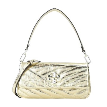 TORY BURCH KIRA 雙T字LOGO斜紋衍縫肩/斜兩用包-金色 _廠商直送