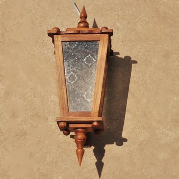 實木雕花壁燈泰國特色燈別墅陽臺燈庭院燈具東南亞玻璃復古墻壁燈1入