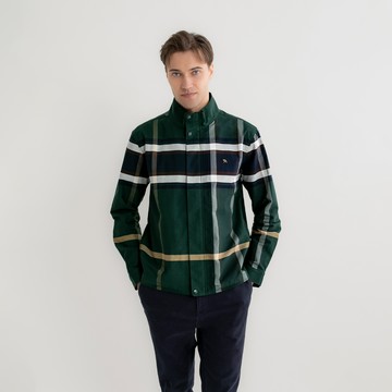 【Urban Explorer】男裝-經典格紋形象款長袖夾克外套-綠色