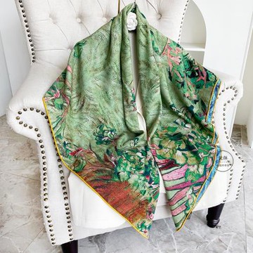 梵高油畫雙面異色高檔真絲羊毛大方巾保暖圍巾女秋冬季大披肩送禮