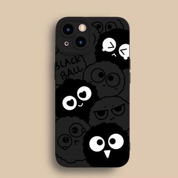 可愛煤球蘋果11手機殼iPhone13/12promax卡通16/14/XR硅膠15/7/8plus男女款13mini防摔軟殼16e情侶適用xs