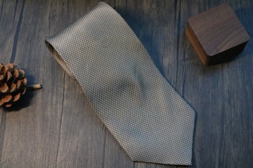 卡其色細紋真絲領帶禮盒裝支持繡字tie