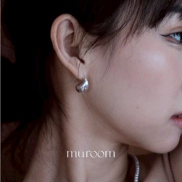 圓潤水滴【純銀耳針】muroom 925純銀 [M127]