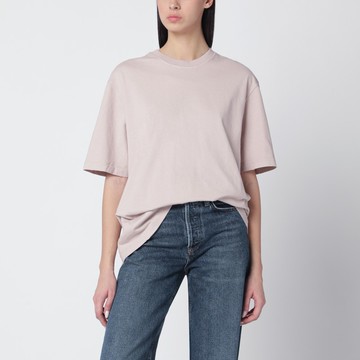 Pink T-shirt with reversed logo lettering on the back