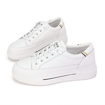 Alana 長腿心機真皮內增高厚底小白鞋