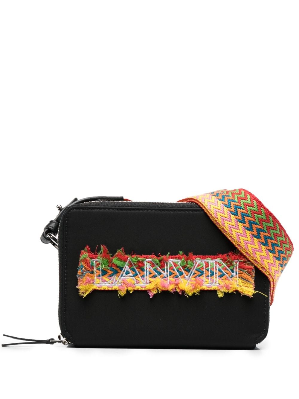 LANVIN - woven logo-embroidered panel crossbody bag - women - Nylon/Polyester/Nylon/zamac - One Size - Black