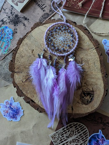 紫丁香汽車捕夢網與蝴蝶 | อุปกรณ์ตกแต่งรถยนต์