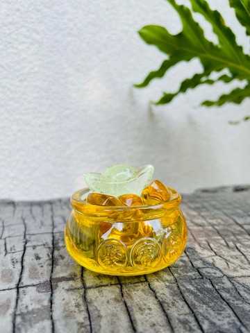 琉璃 水晶玻璃 聚寶盆 夜光招財元寶 聚財