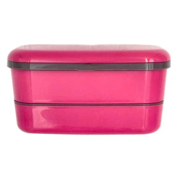 YAMADA 山田化學 雙層便當盒 耐熱溫度120°C 容量上約320ML 下約180ML  桃色  1個