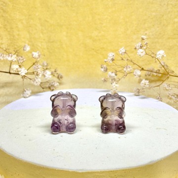 天然紫水晶遮臉害羞小熊項鍊 可愛造型雕刻礦石飾品