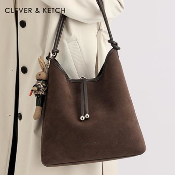 (免運)Clever&Ketch百搭復古腋下包女2025新款時尚通勤水桶包休閑單肩包